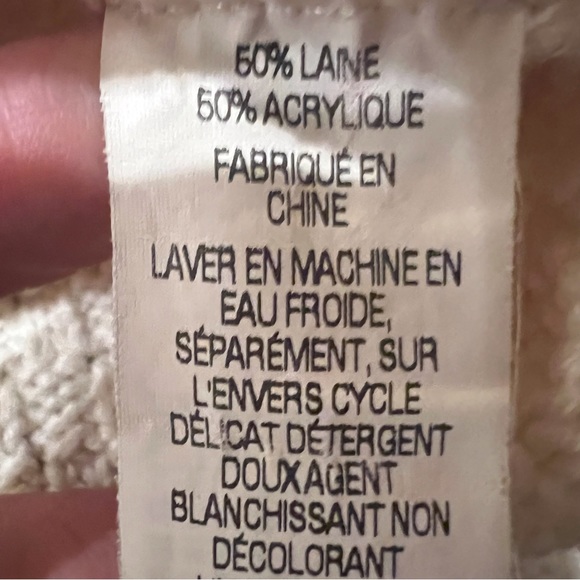 L.L.Bean Wool Blend Cream Cardigan Knitted Intricacy Excellent Flawless Size M - Picture 3 of 5
